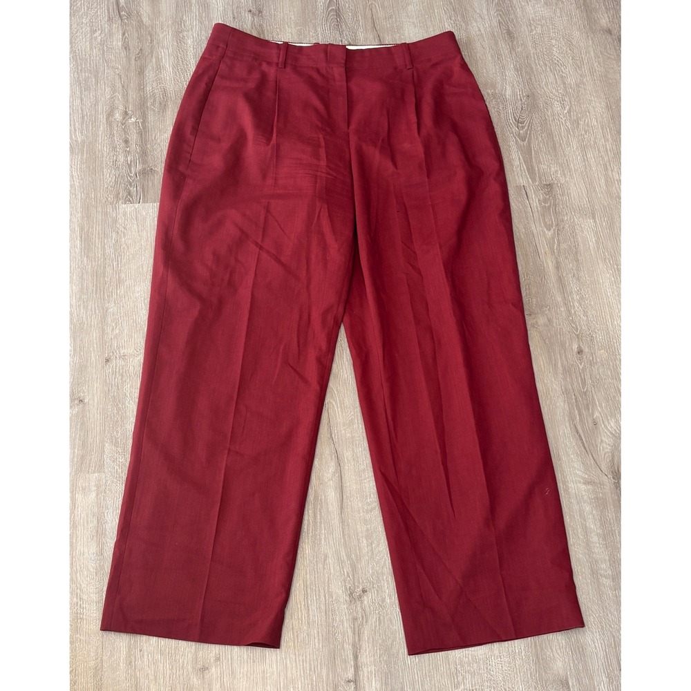 J.Crew Mario Bellucci Italian Wool‎ Blend Wide Leg Pleated Pants Red 12T
